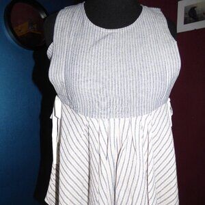 GOTH BOHO MULTI COLOR STRIPED TOP TANK BLOUSE WITH SIDE TIES L